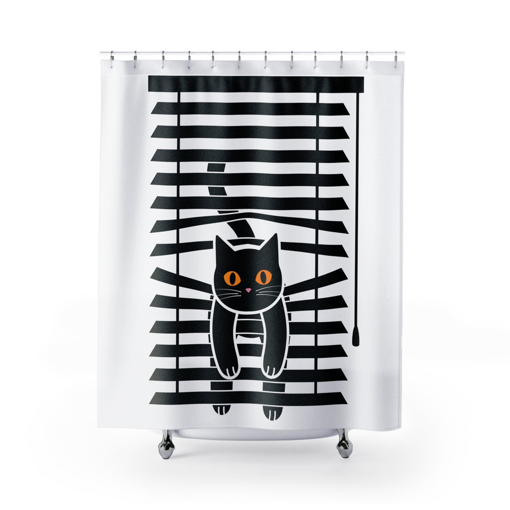 The Midnight Gaze: Cat in the Blinds Shower Curtain