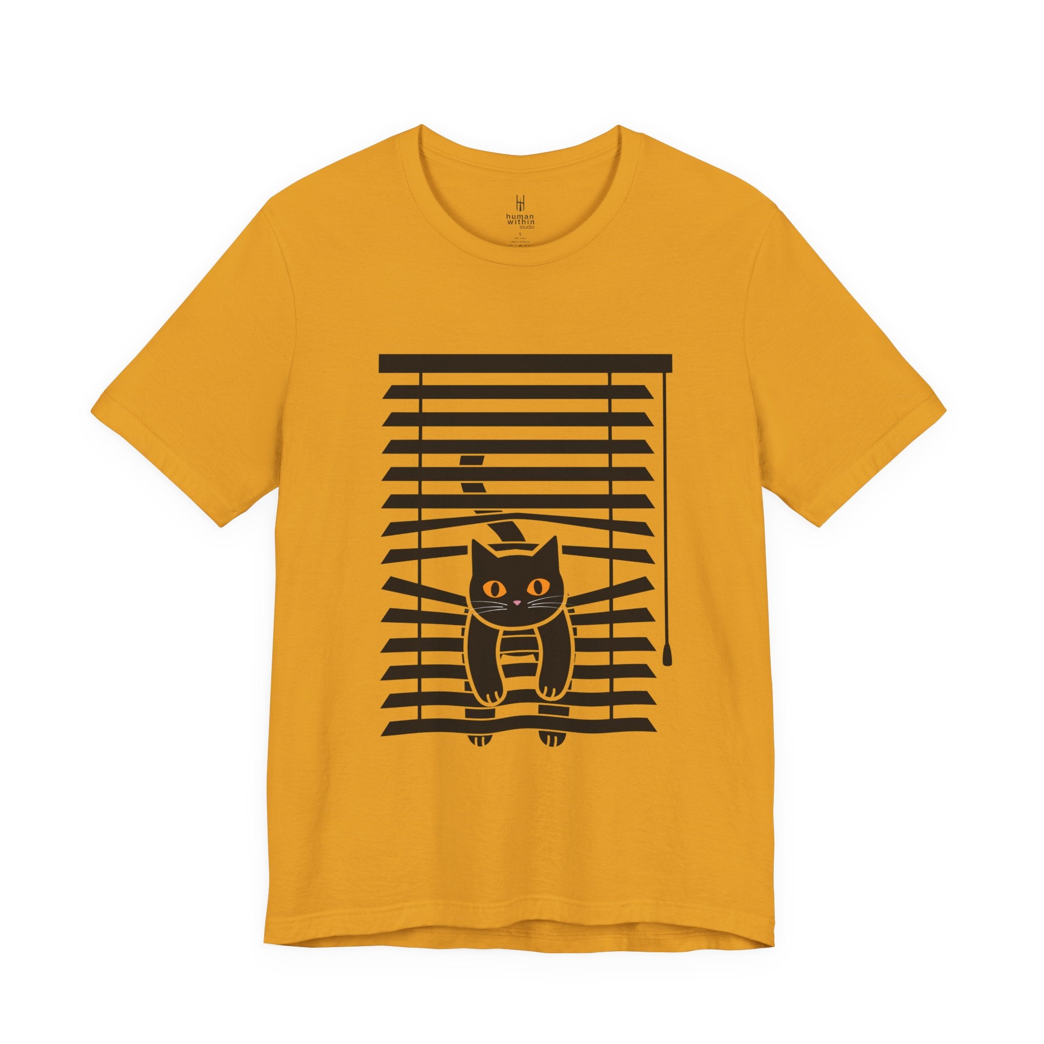 The Midnight Gaze: Black Cat in the Blinds Double-Sided Tee