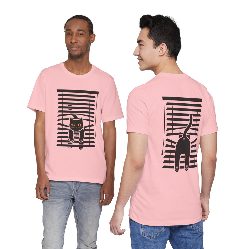 The Midnight Gaze: Black Cat in the Blinds Double-Sided Tee