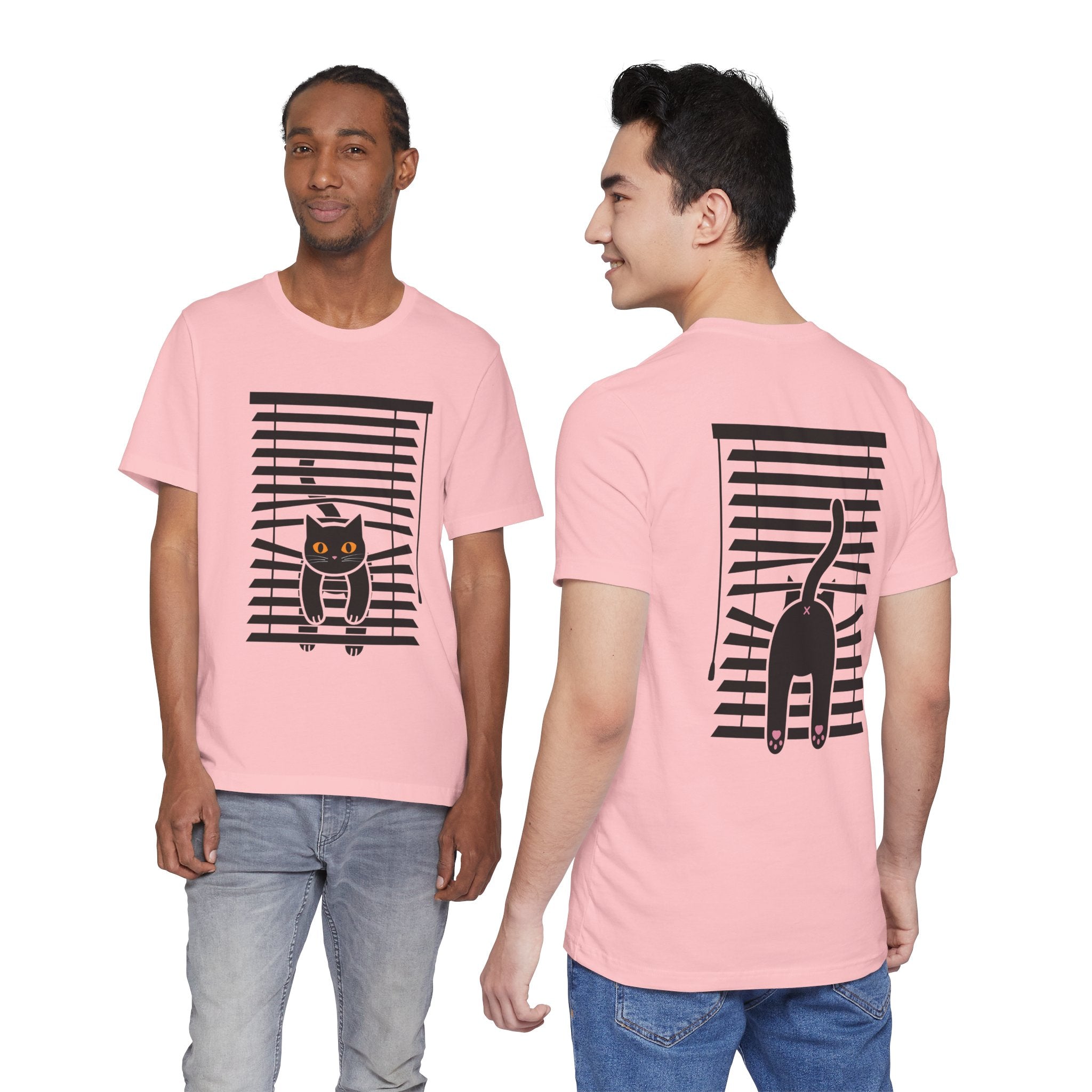 The Midnight Gaze: Black Cat in the Blinds Double-Sided Tee