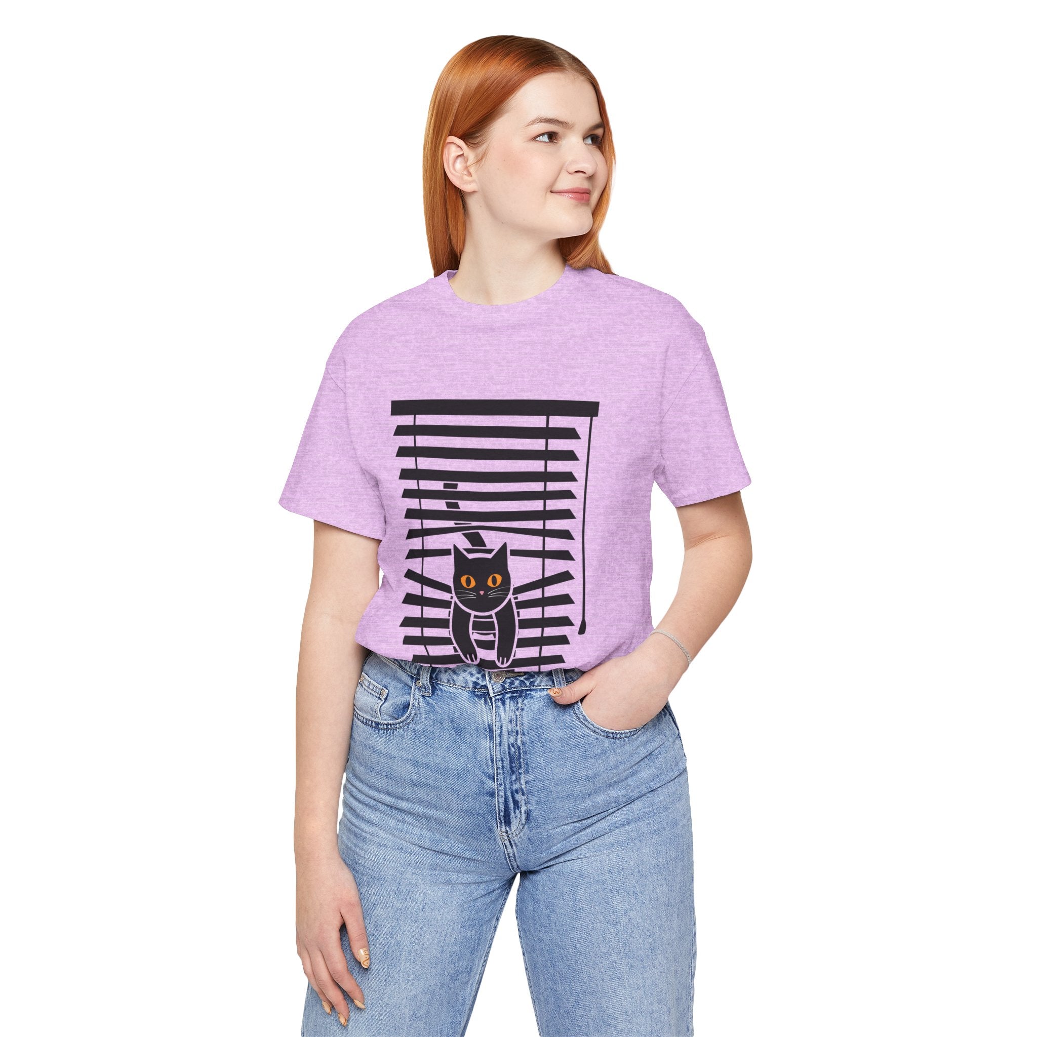The Midnight Gaze: Black Cat in the Blinds Double-Sided Tee