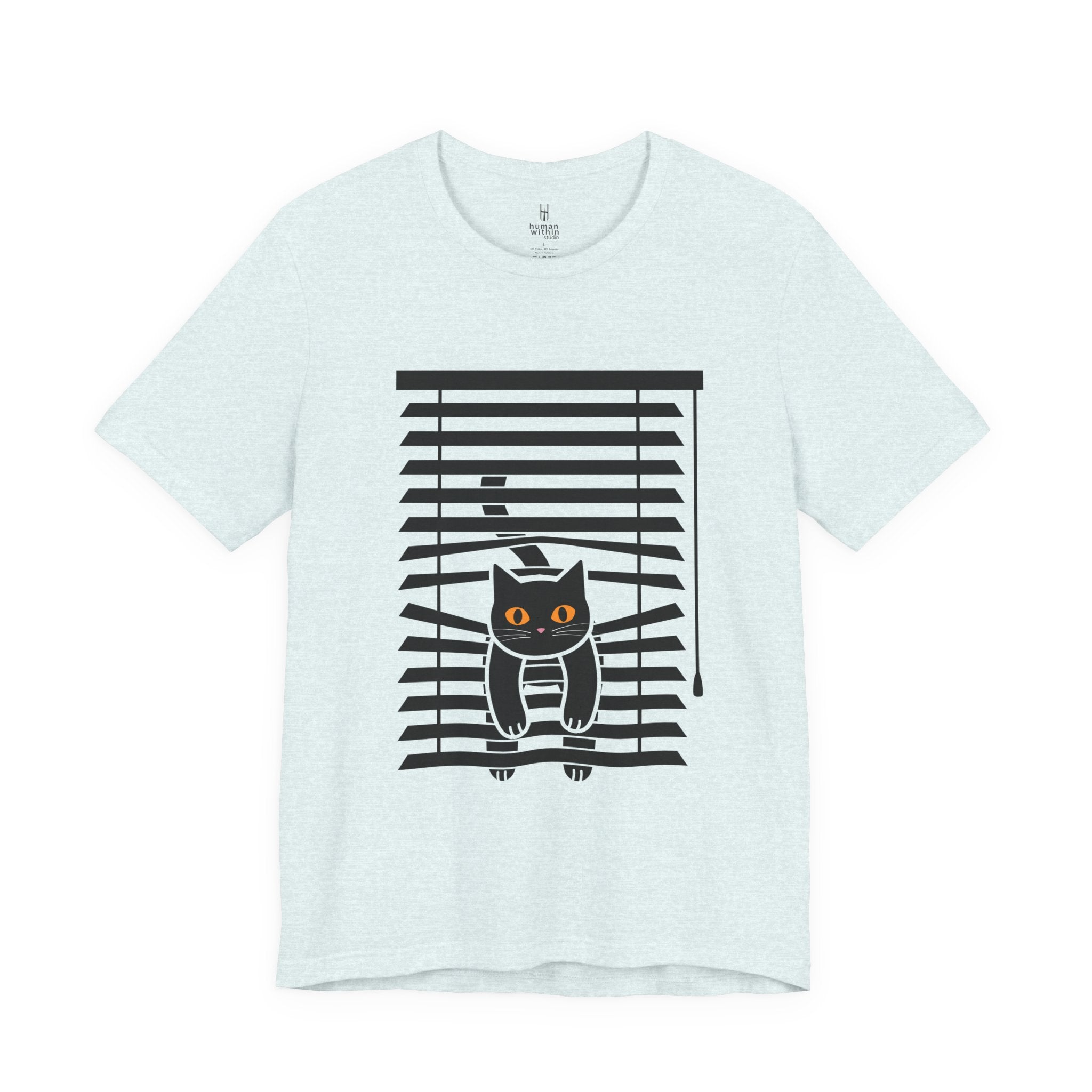 The Midnight Gaze: Black Cat in the Blinds Double-Sided Tee