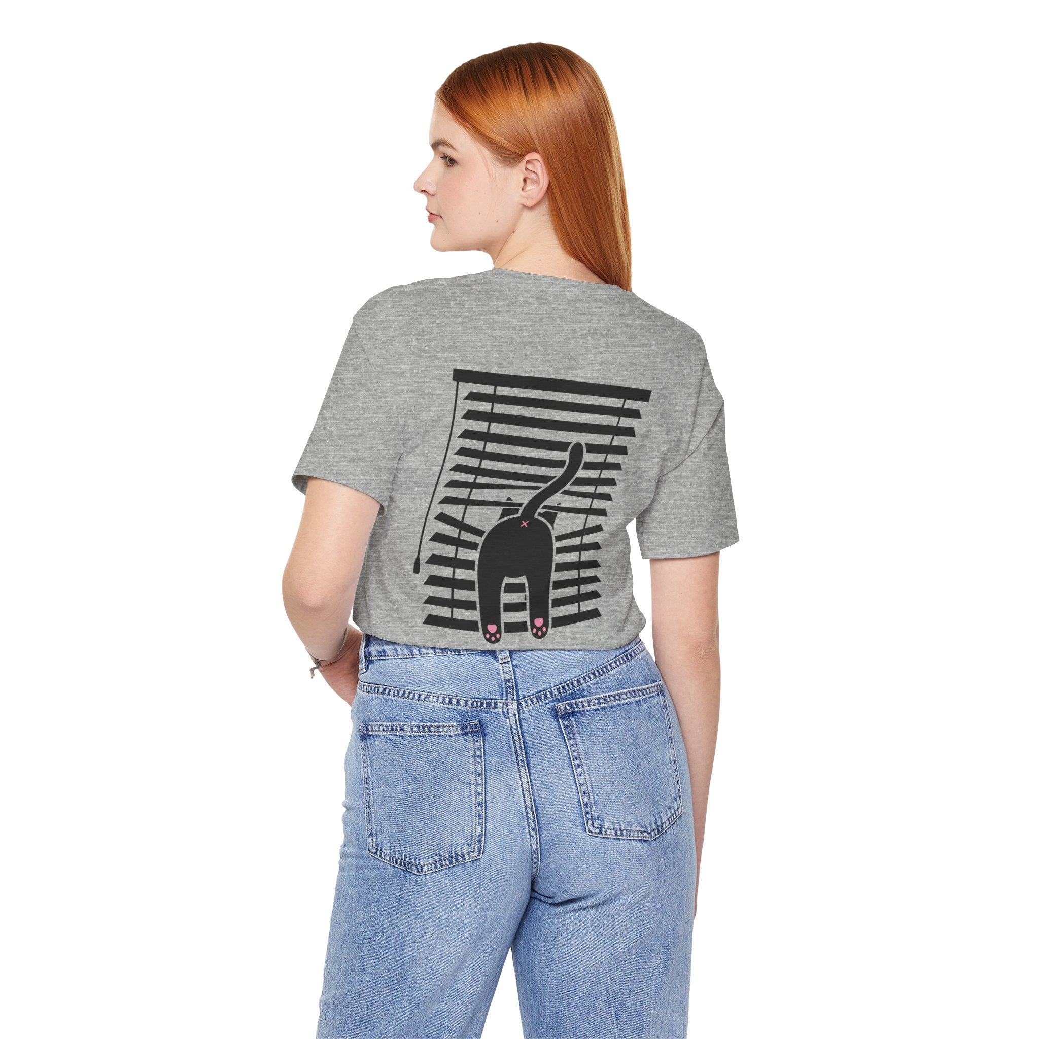The Midnight Gaze: Black Cat in the Blinds Double-Sided Tee
