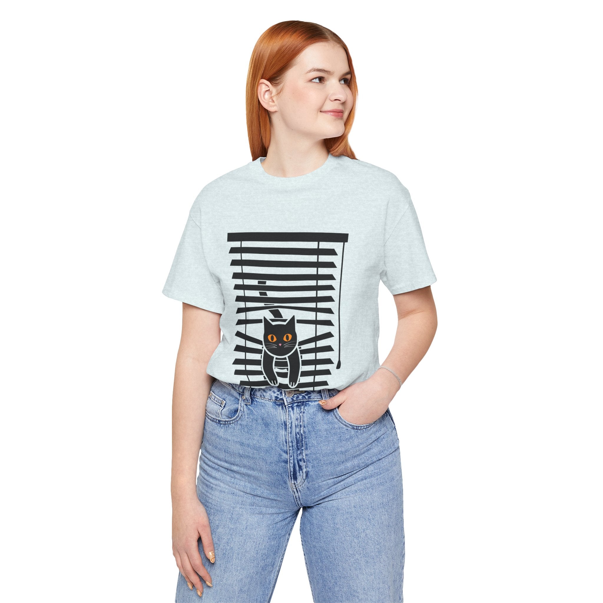 The Midnight Gaze: Black Cat in the Blinds Double-Sided Tee