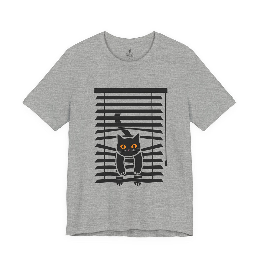 The Midnight Gaze: Black Cat in the Blinds Double-Sided Tee