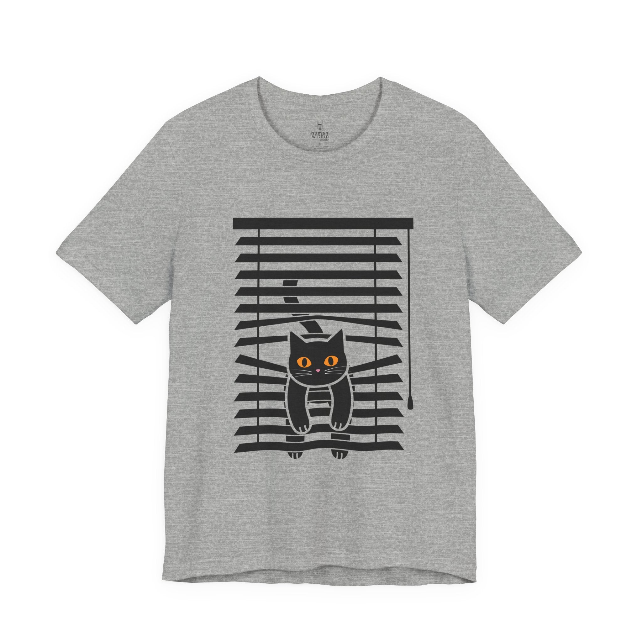 The Midnight Gaze: Black Cat in the Blinds Double-Sided Tee