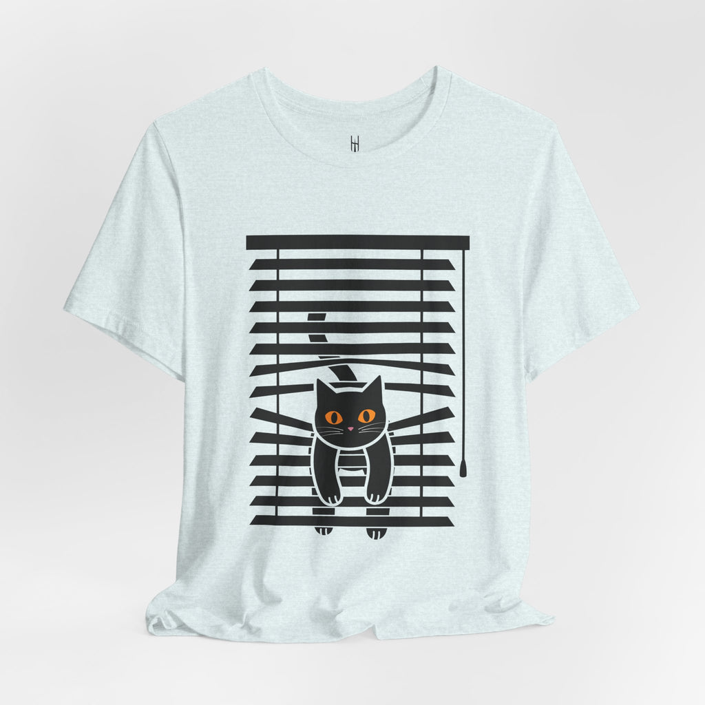 The Midnight Gaze: Black Cat in the Blinds Double-Sided Tee