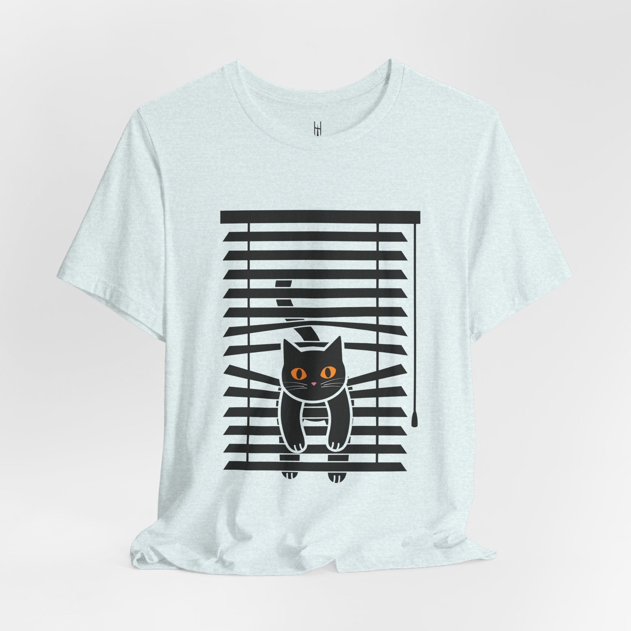 The Midnight Gaze: Black Cat in the Blinds Double-Sided Tee