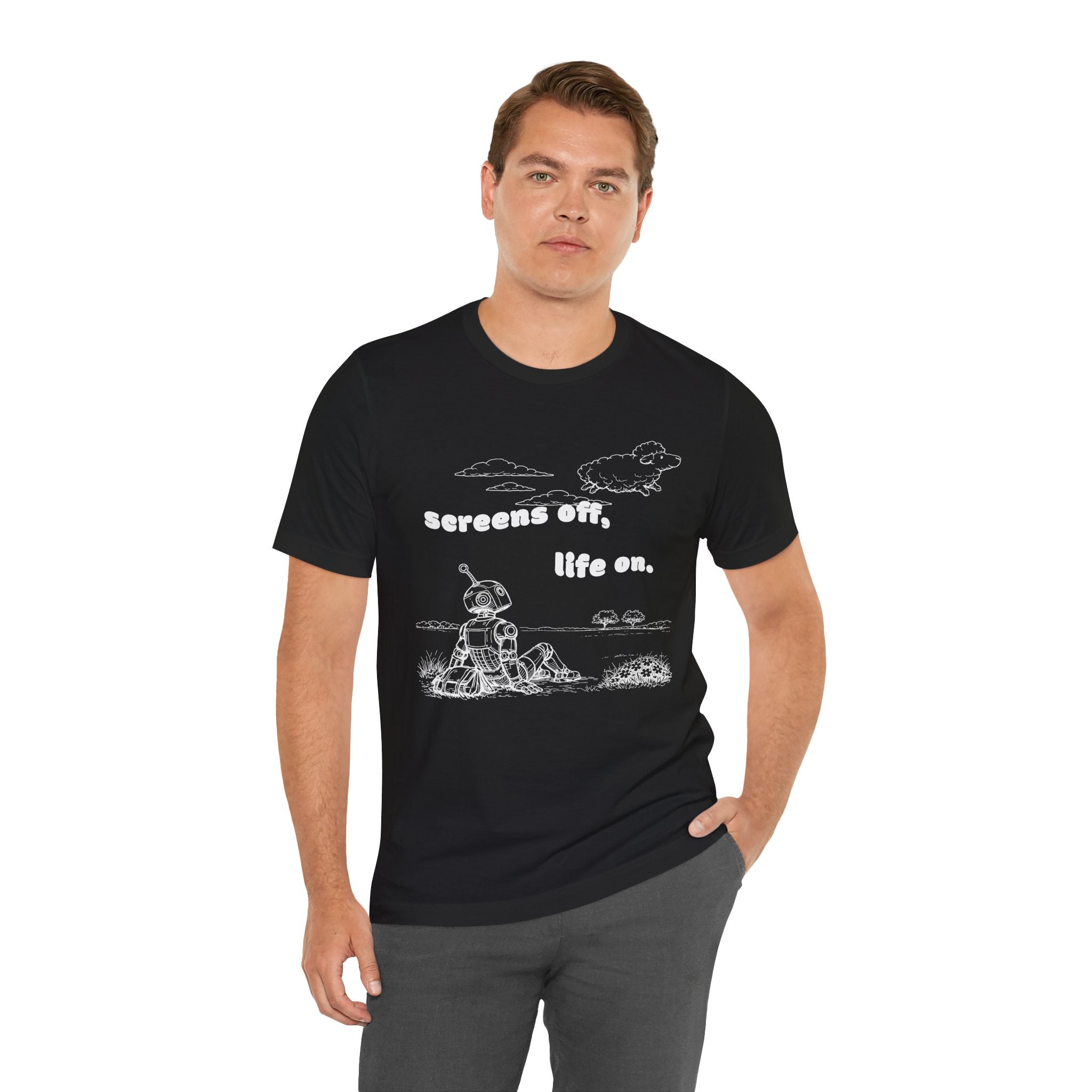 The Analog Observer: "Screens Off, Life On" Dark Retro Tee
