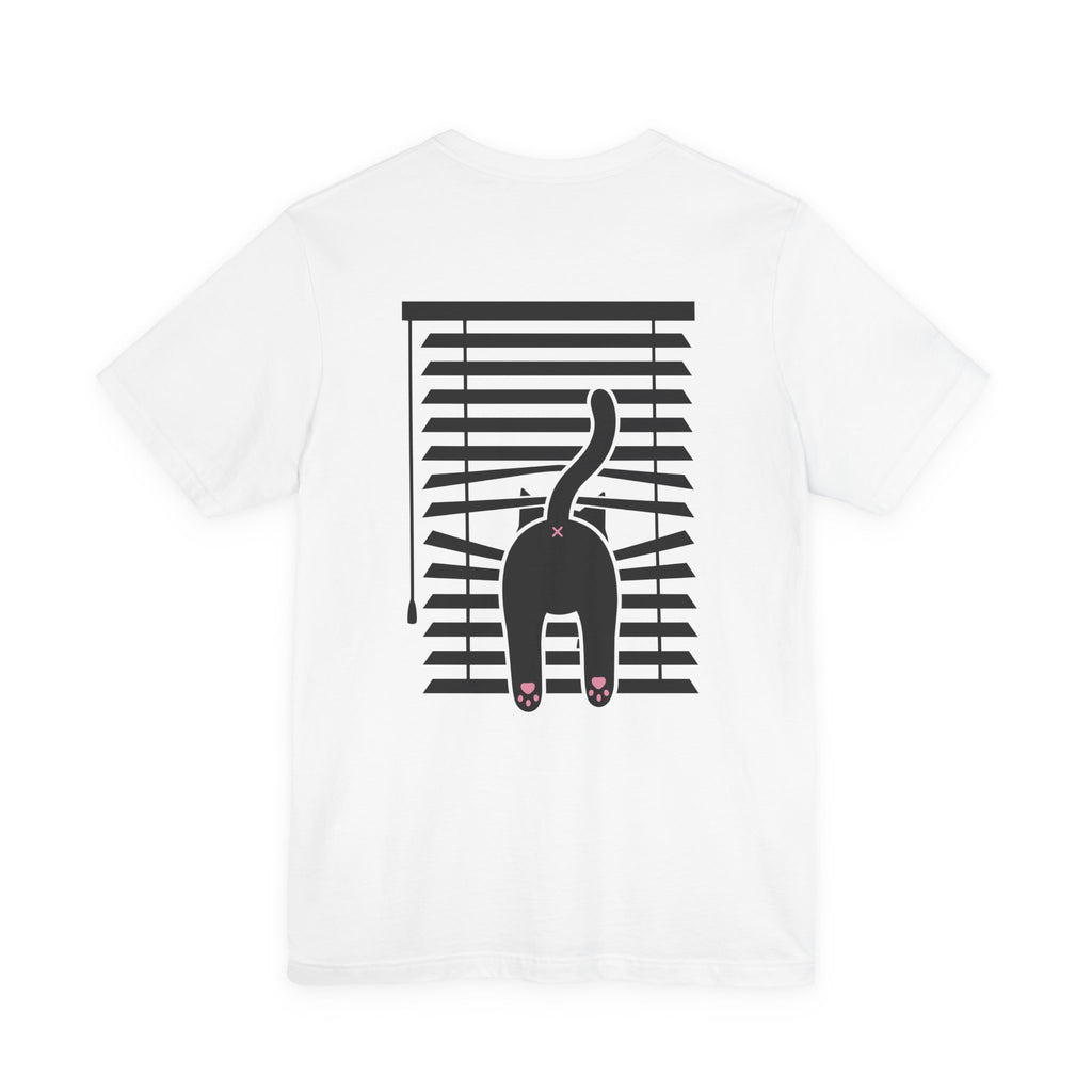 The Midnight Gaze: Black Cat in the Blinds Double-Sided Tee