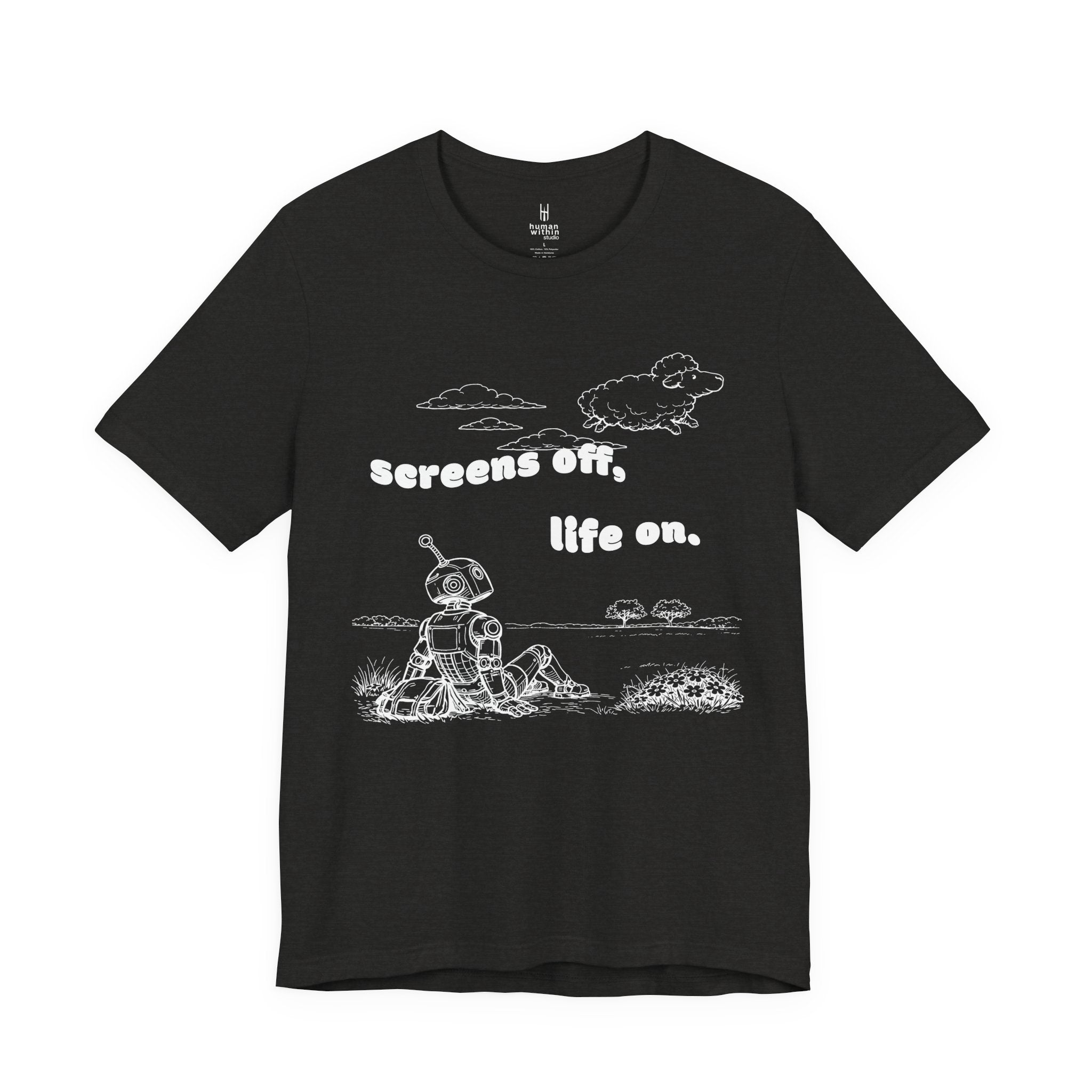 The Analog Observer: "Screens Off, Life On" Dark Retro Tee