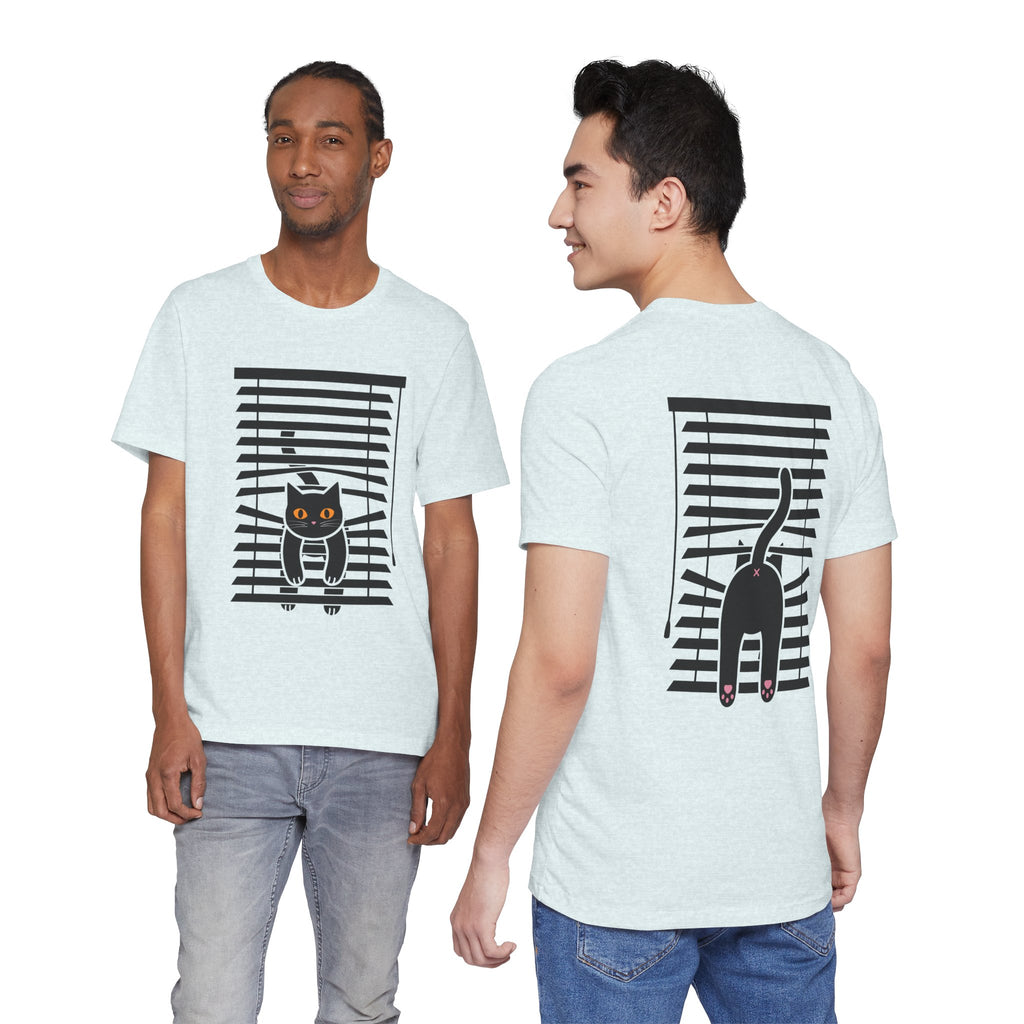 The Midnight Gaze: Black Cat in the Blinds Double-Sided Tee