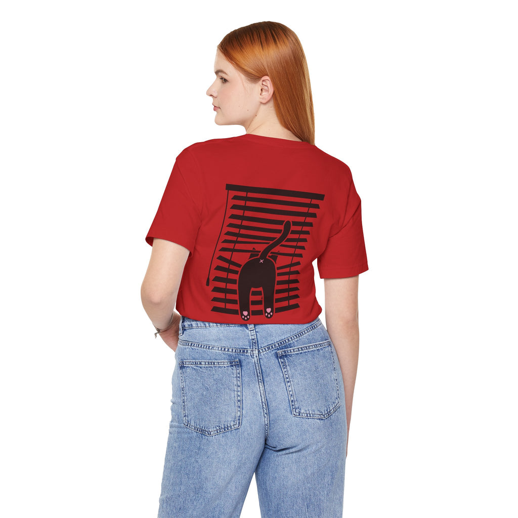 The Midnight Gaze: Black Cat in the Blinds Double-Sided Tee
