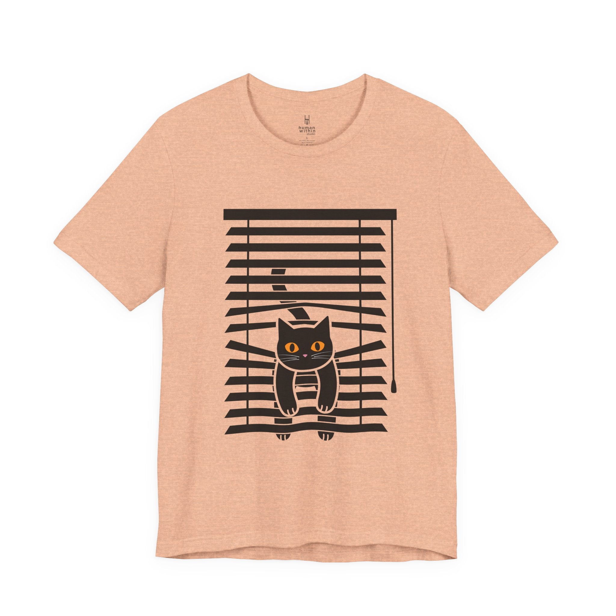 The Midnight Gaze: Black Cat in the Blinds Double-Sided Tee