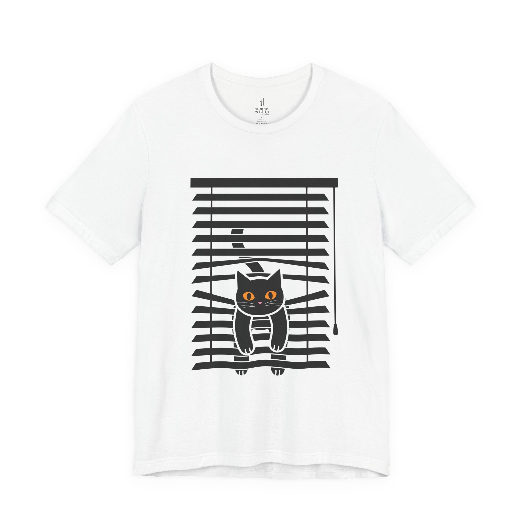 The Midnight Gaze: Black Cat in the Blinds Double-Sided Tee