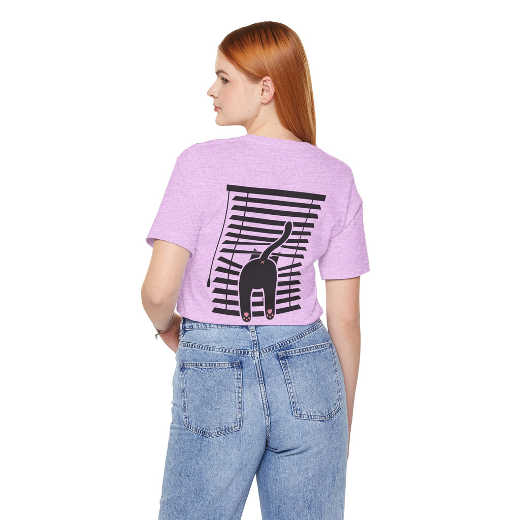 The Midnight Gaze: Black Cat in the Blinds Double-Sided Tee