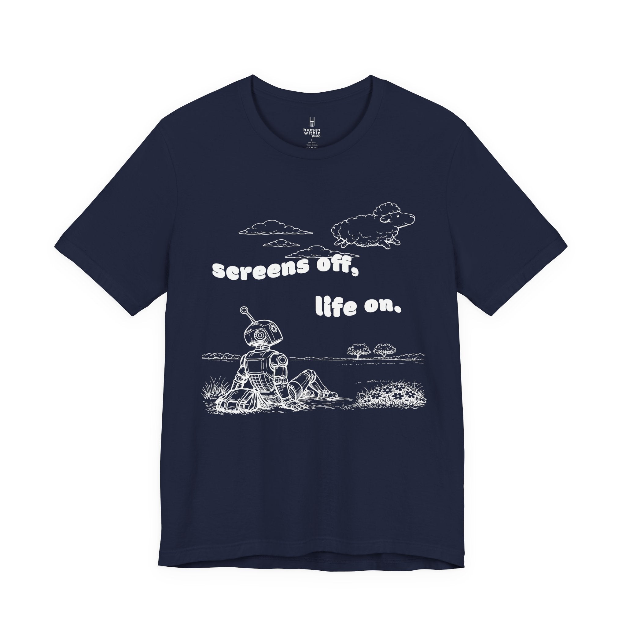 The Analog Observer: "Screens Off, Life On" Dark Retro Tee