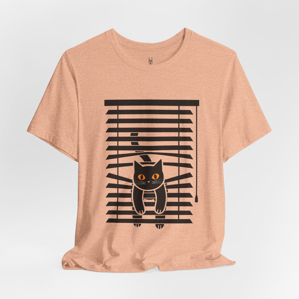 The Midnight Gaze: Black Cat in the Blinds Double-Sided Tee