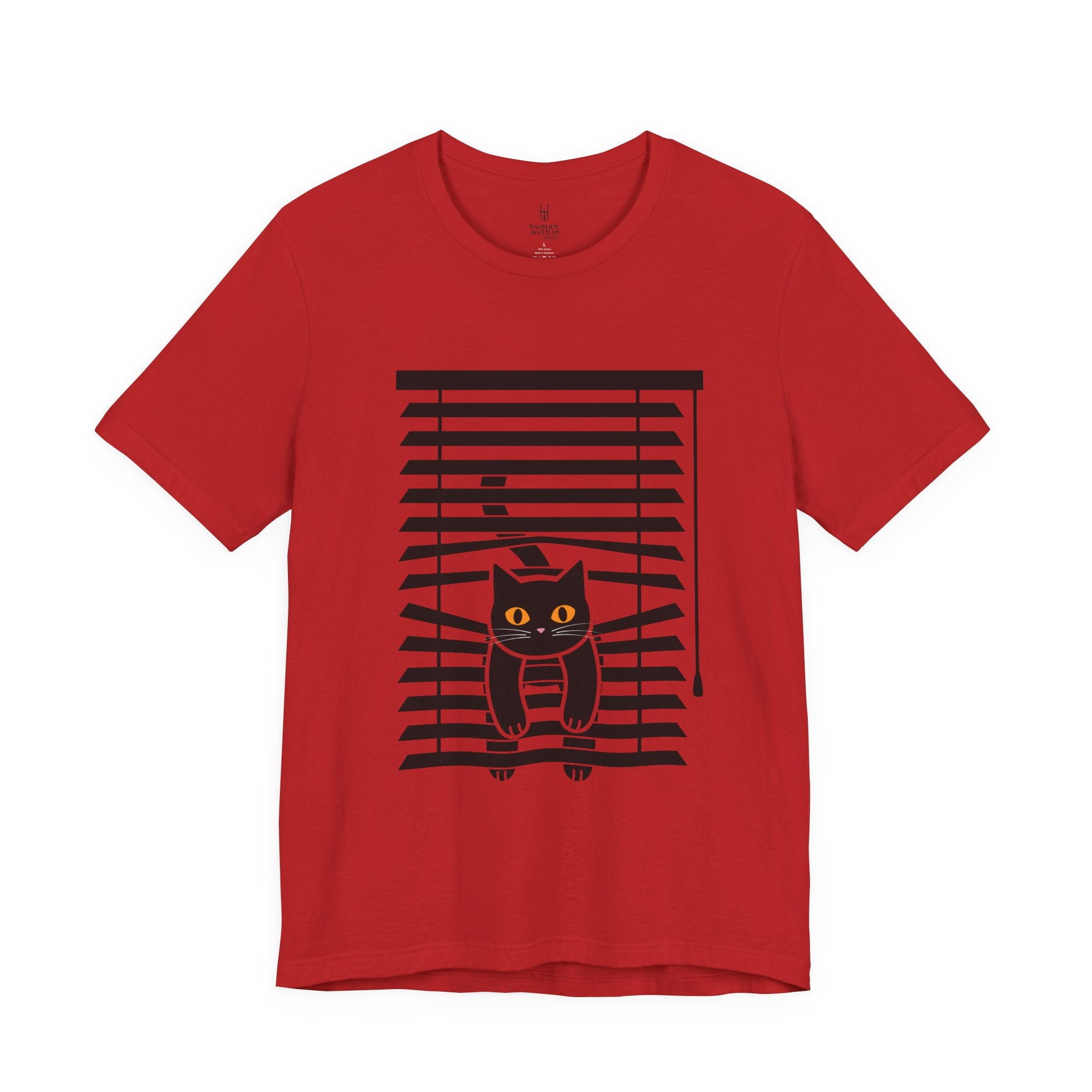 The Midnight Gaze: Black Cat in the Blinds Double-Sided Tee