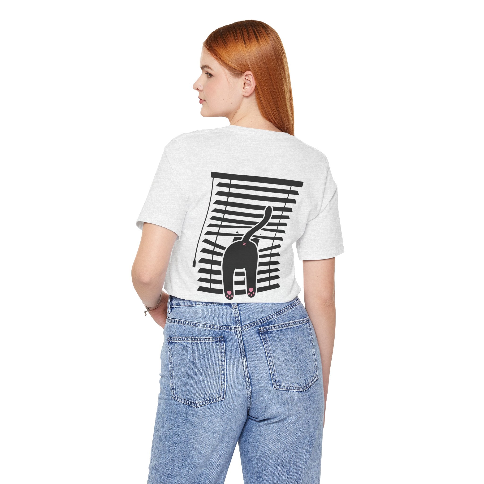 The Midnight Gaze: Black Cat in the Blinds Double-Sided Tee