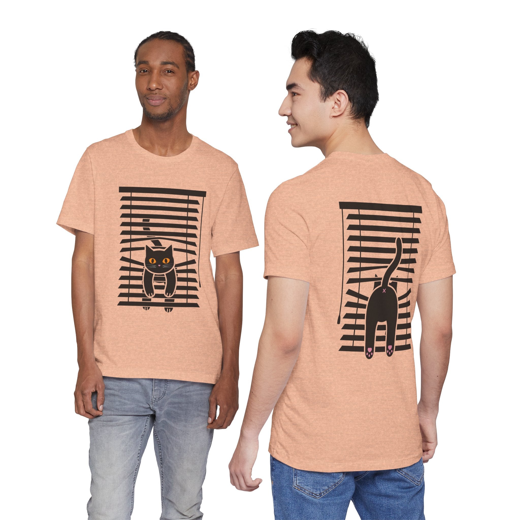 The Midnight Gaze: Black Cat in the Blinds Double-Sided Tee