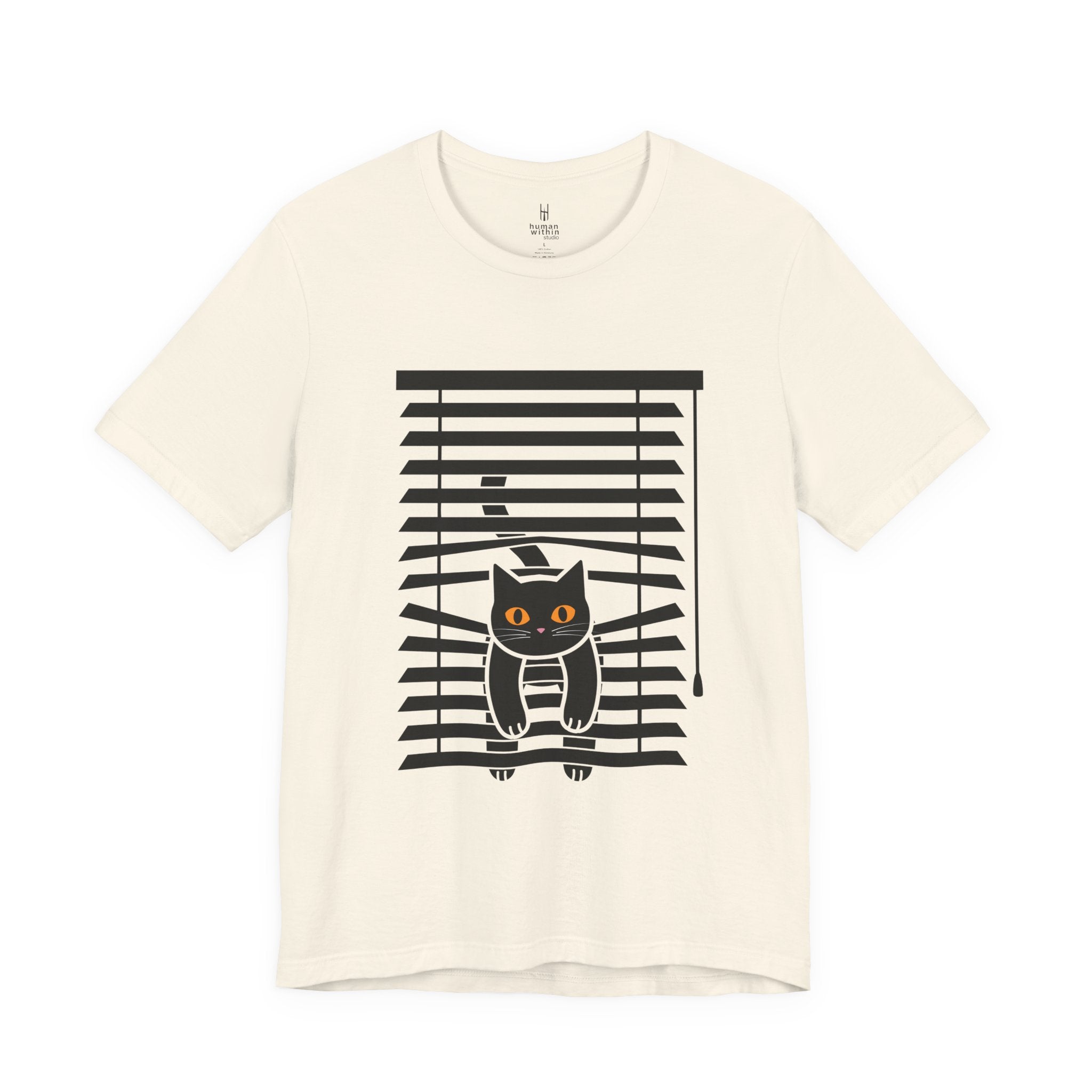 The Midnight Gaze: Black Cat in the Blinds Double-Sided Tee