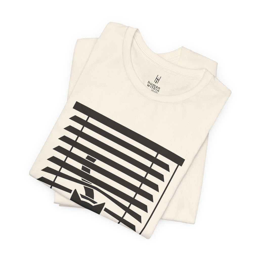 The Midnight Gaze: Black Cat in the Blinds Double-Sided Tee