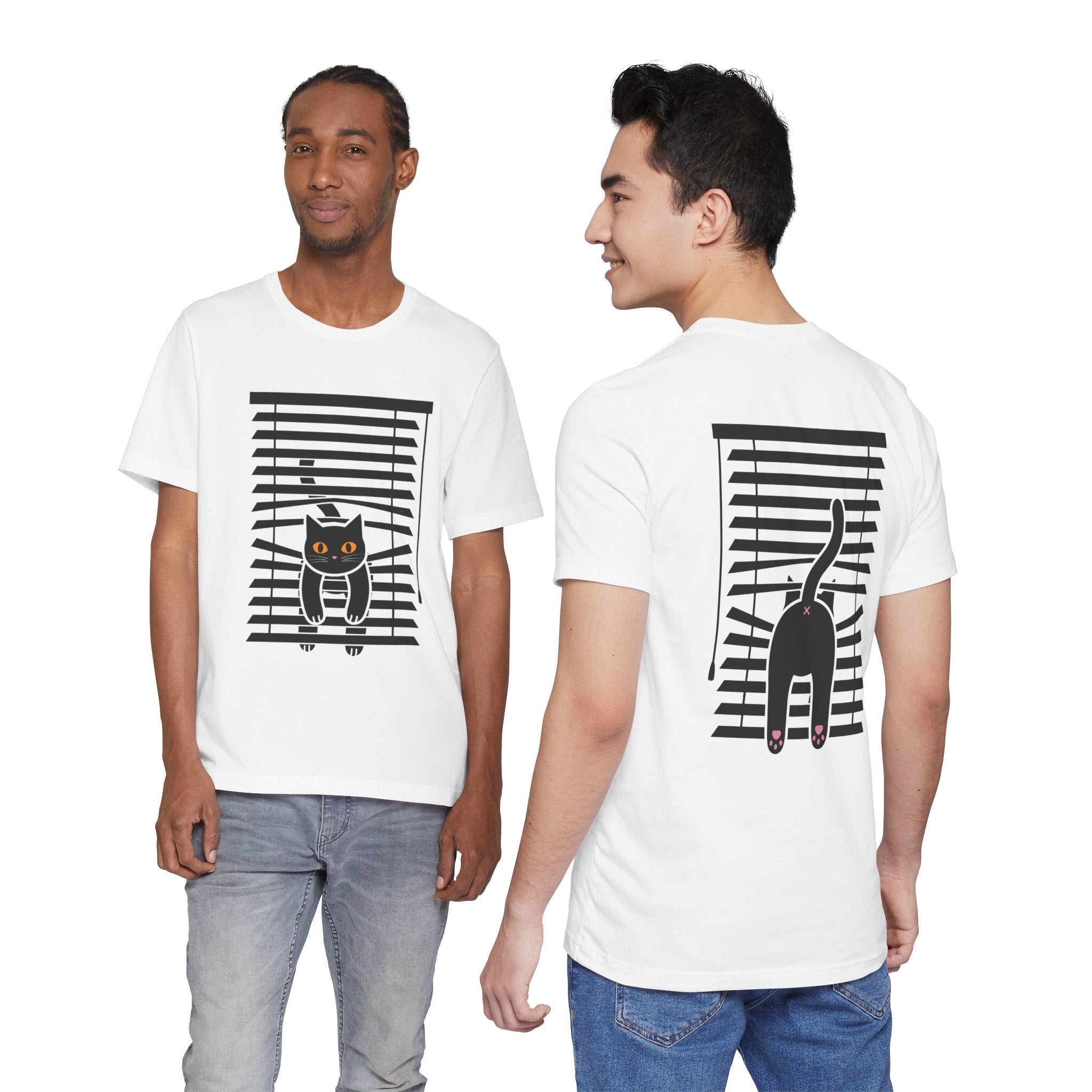 The Midnight Gaze: Black Cat in the Blinds Double-Sided Tee