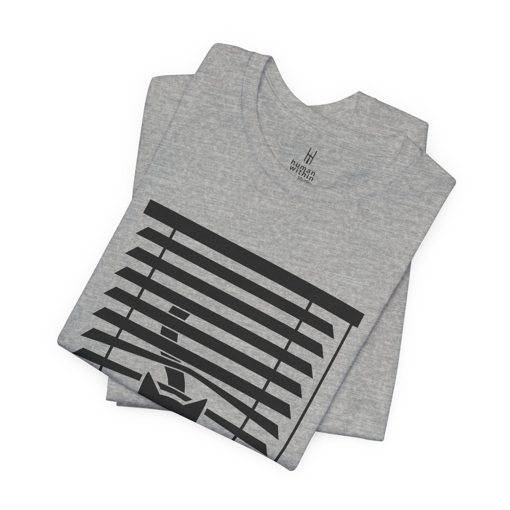 The Midnight Gaze: Black Cat in the Blinds Double-Sided Tee