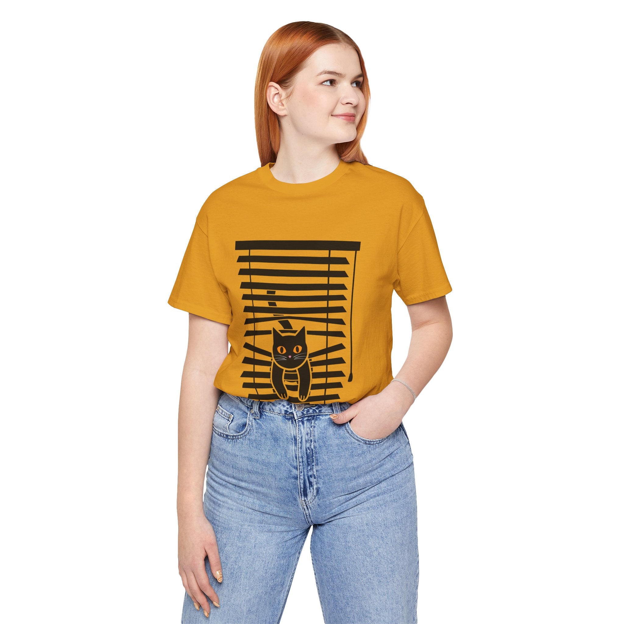 The Midnight Gaze: Black Cat in the Blinds Double-Sided Tee