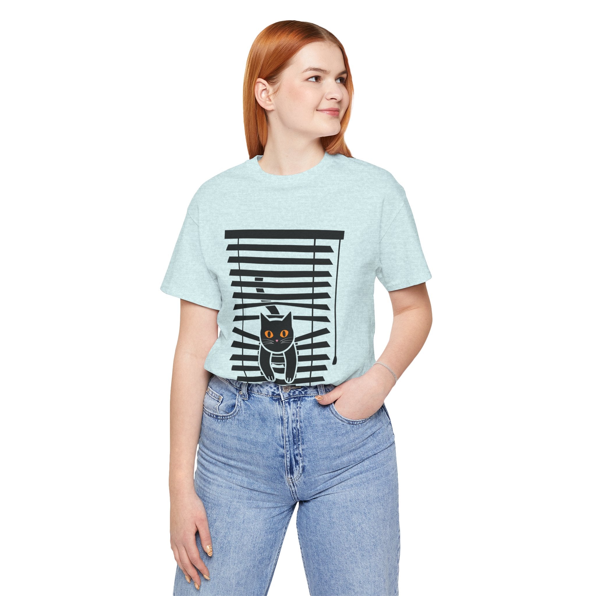 The Midnight Gaze: Black Cat in the Blinds Double-Sided Tee