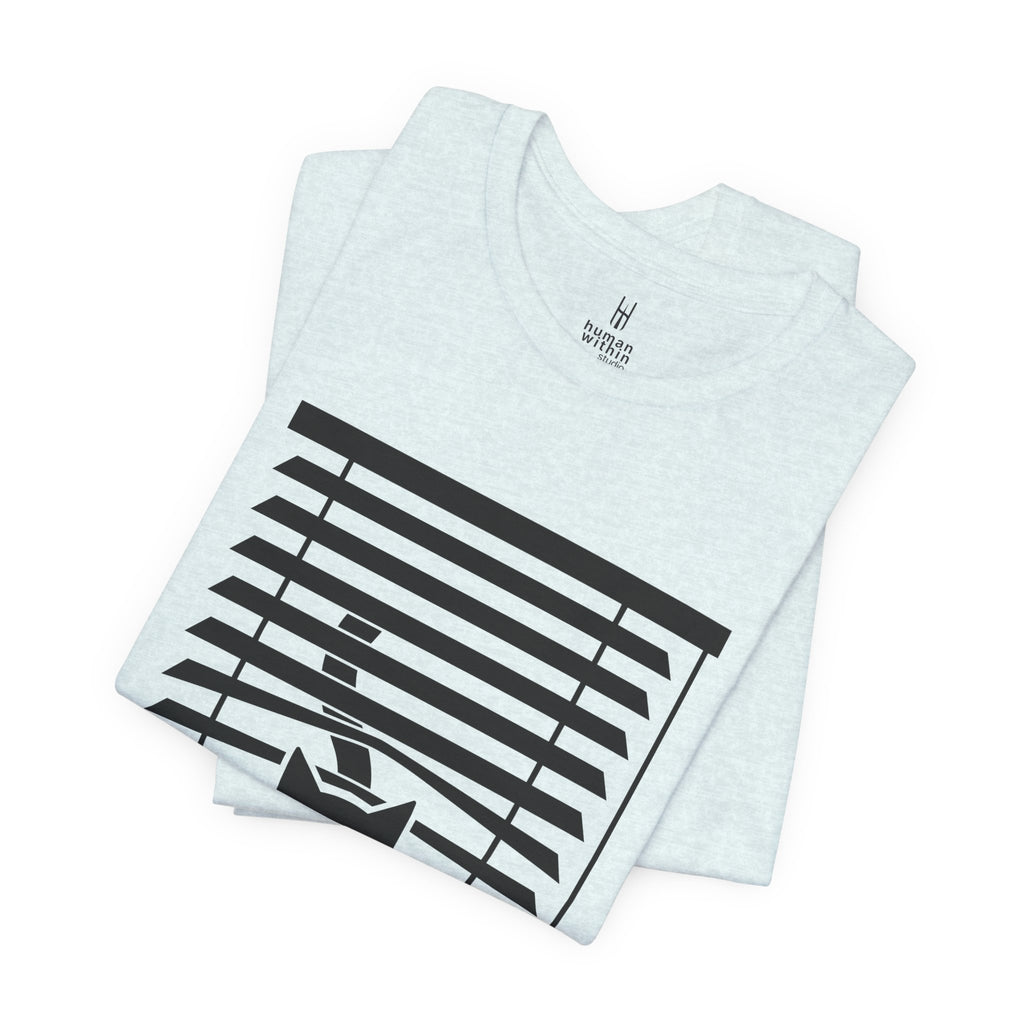 The Midnight Gaze: Black Cat in the Blinds Double-Sided Tee