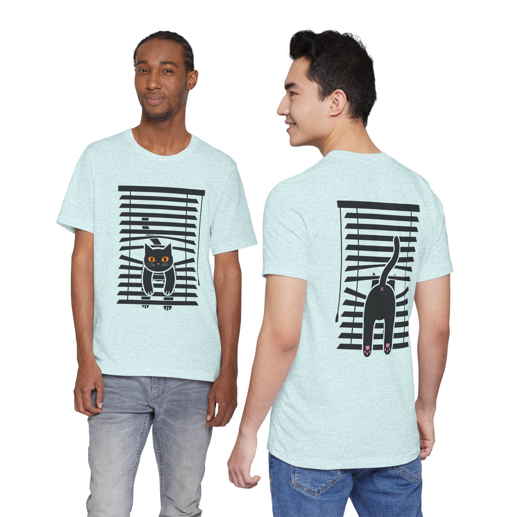 The Midnight Gaze: Black Cat in the Blinds Double-Sided Tee