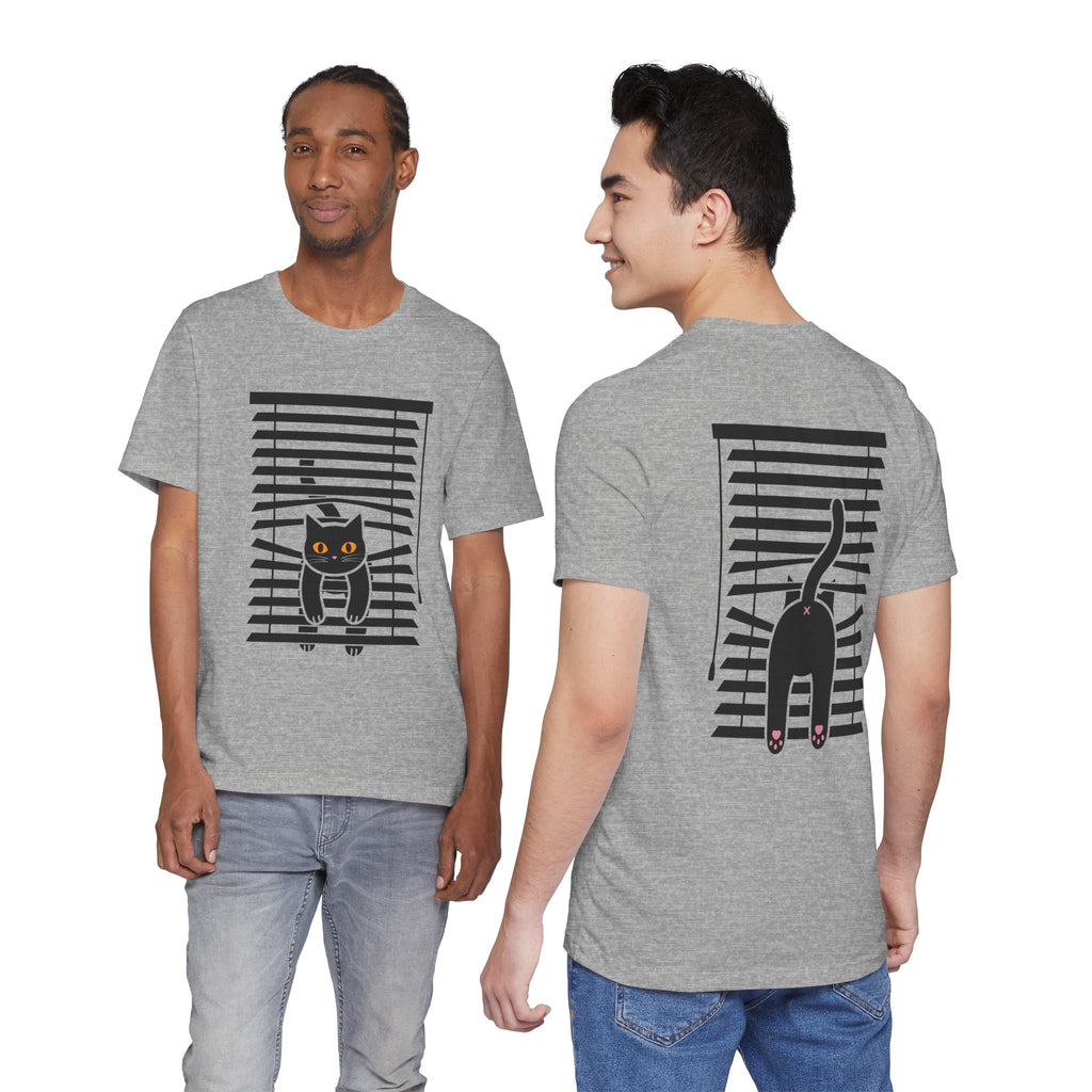 The Midnight Gaze: Black Cat in the Blinds Double-Sided Tee