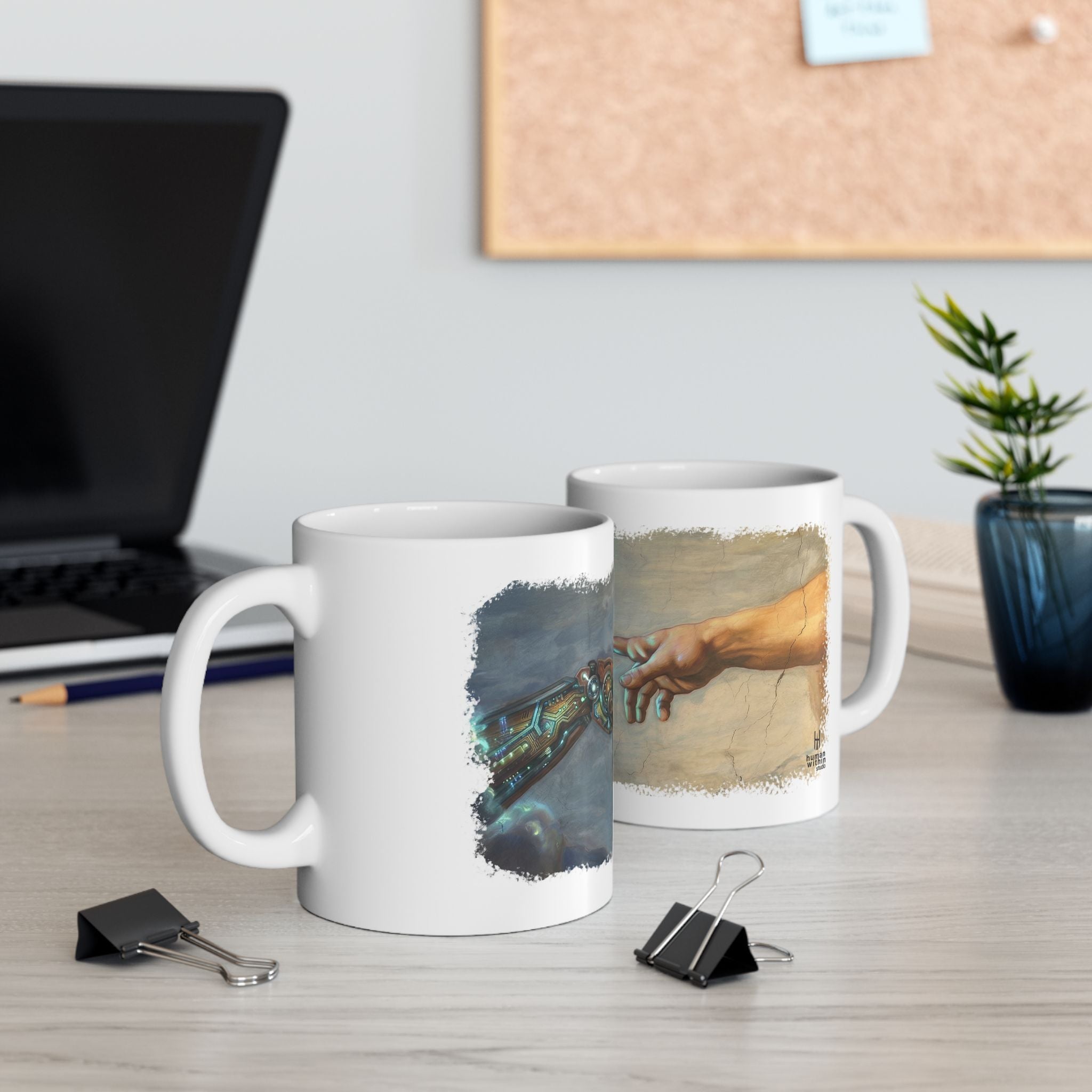 Creation Spark: Human & Robot Hands Mug