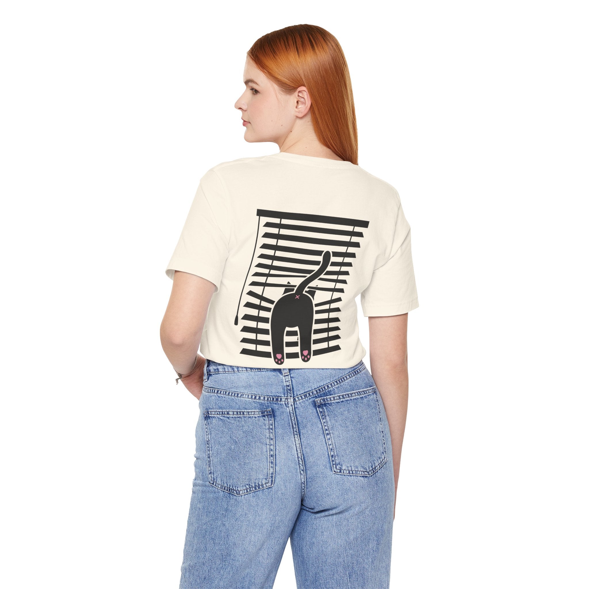The Midnight Gaze: Black Cat in the Blinds Double-Sided Tee
