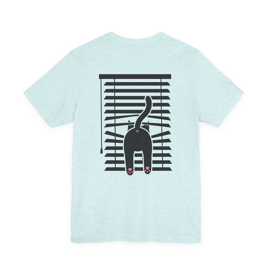 The Midnight Gaze: Black Cat in the Blinds Double-Sided Tee
