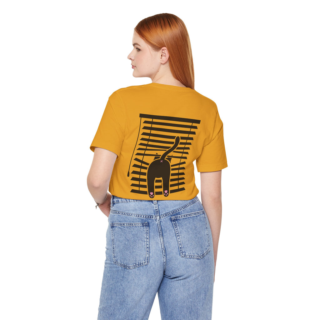 The Midnight Gaze: Black Cat in the Blinds Double-Sided Tee