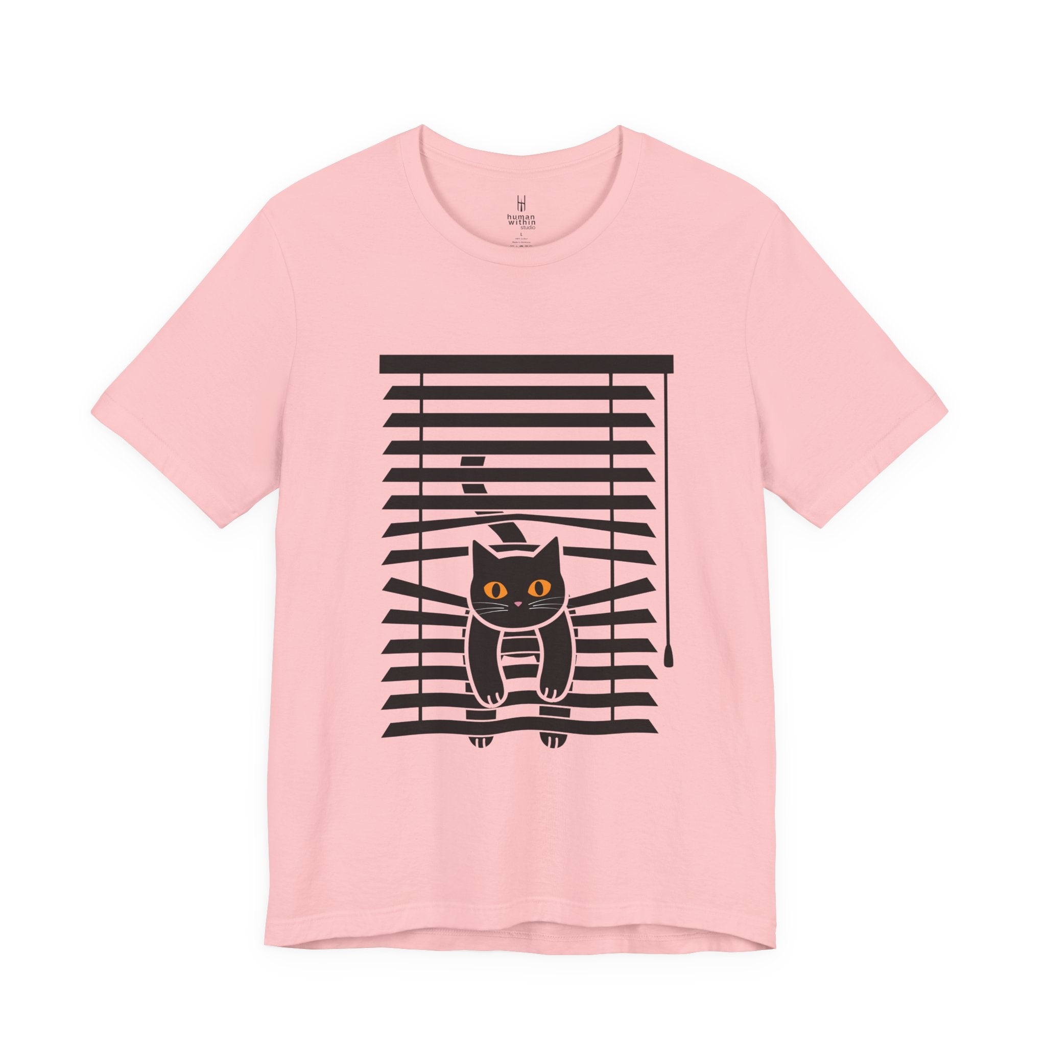 The Midnight Gaze: Black Cat in the Blinds Double-Sided Tee