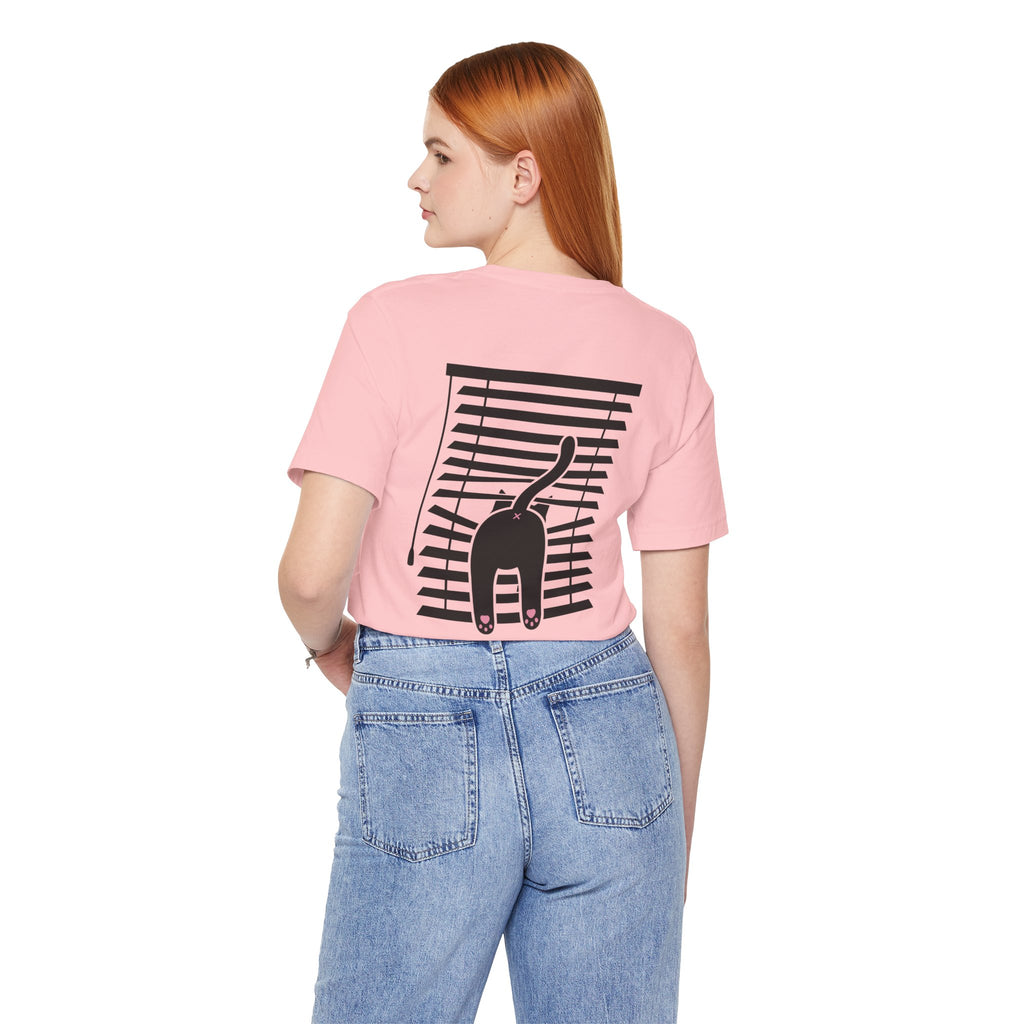 The Midnight Gaze: Black Cat in the Blinds Double-Sided Tee