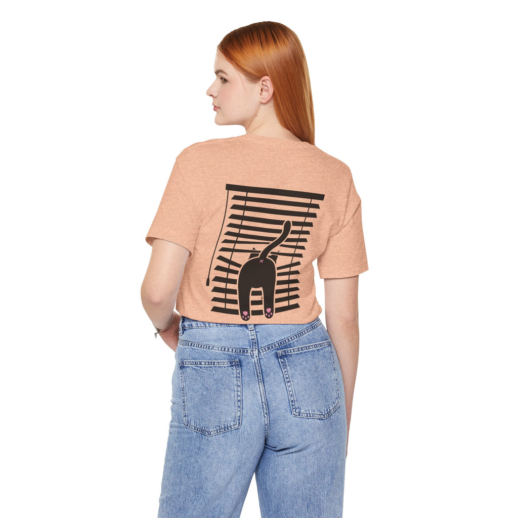 The Midnight Gaze: Black Cat in the Blinds Double-Sided Tee
