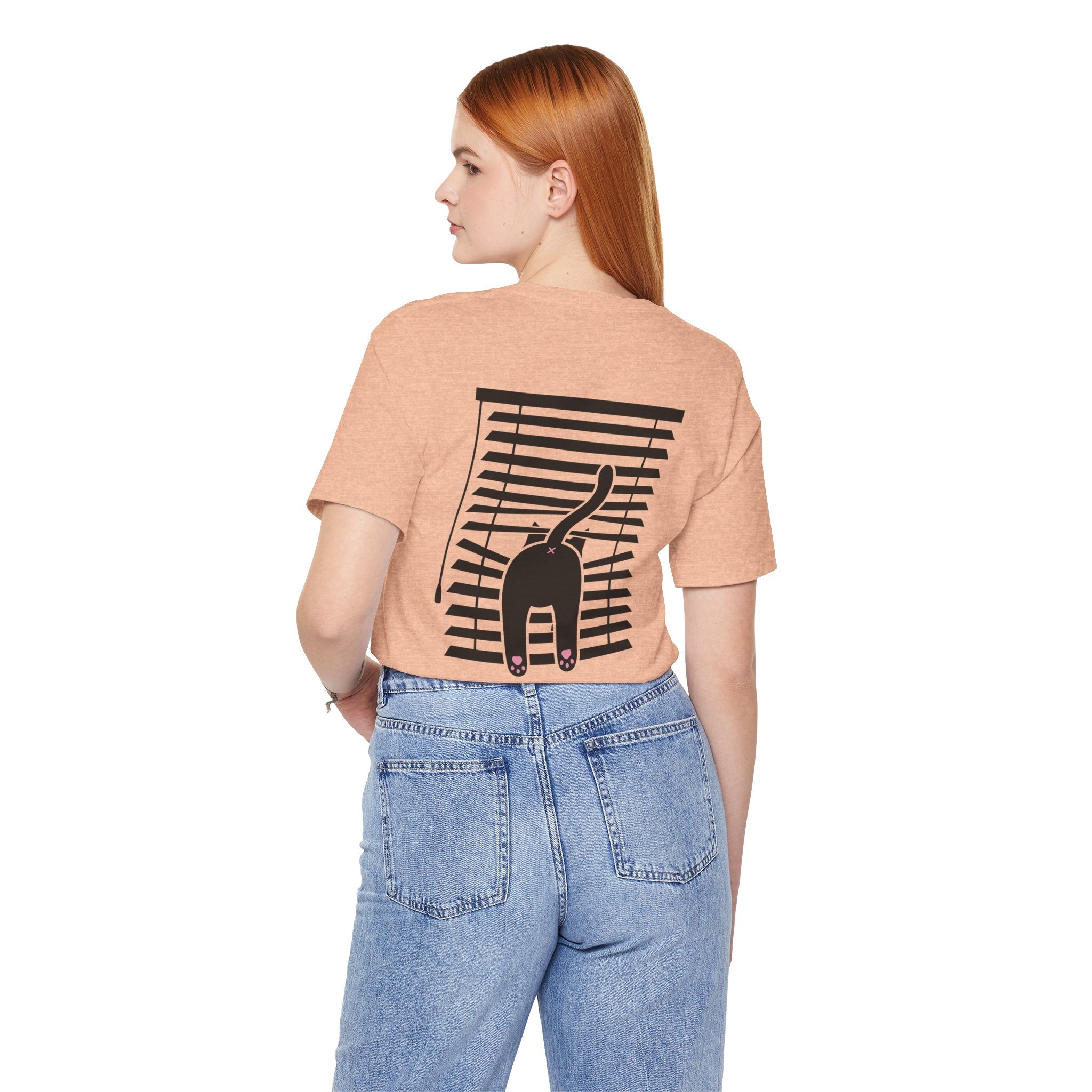 The Midnight Gaze: Black Cat in the Blinds Double-Sided Tee