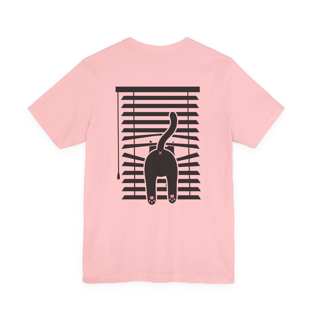 The Midnight Gaze: Black Cat in the Blinds Double-Sided Tee