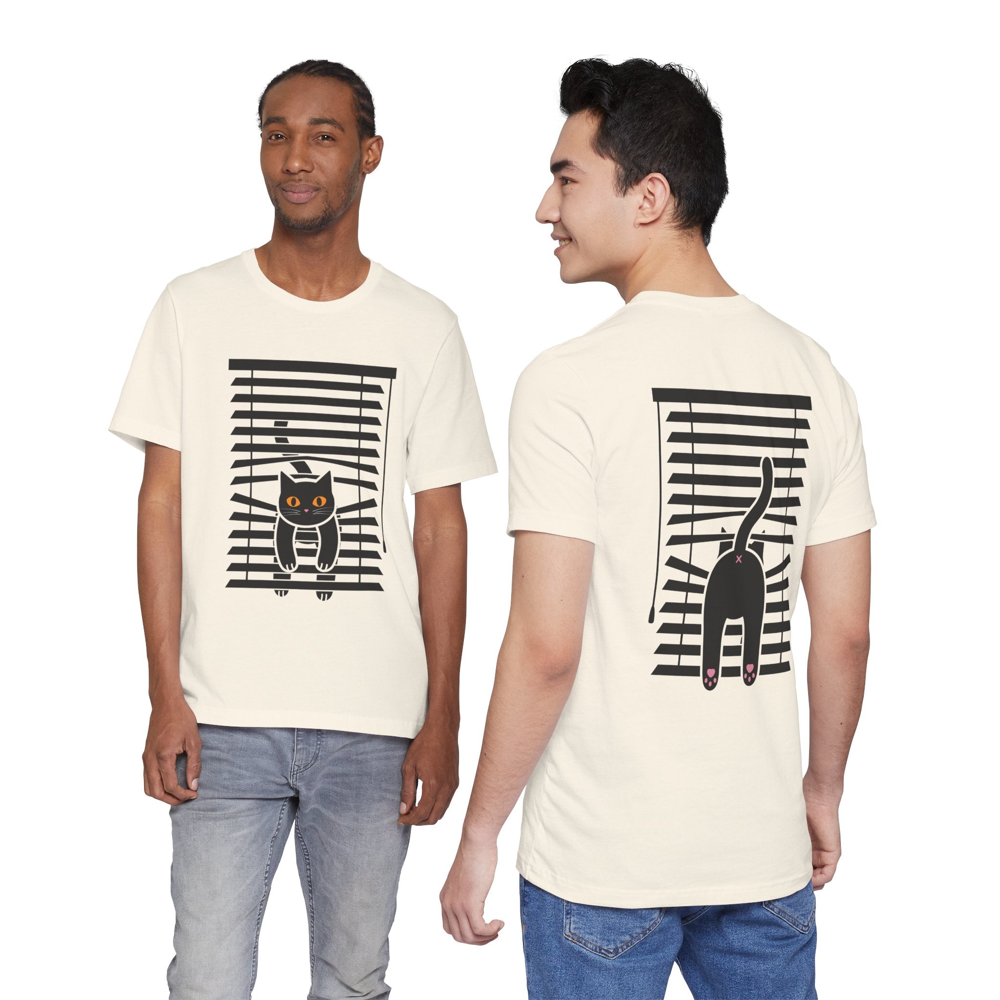 The Midnight Gaze: Black Cat in the Blinds Double-Sided Tee