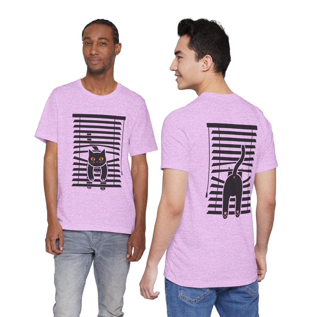 The Midnight Gaze: Black Cat in the Blinds Double-Sided Tee