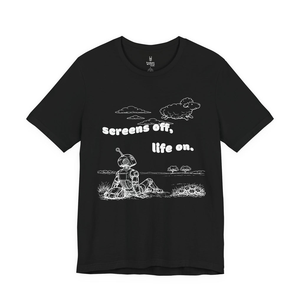 The Analog Observer: "Screens Off, Life On" Dark Retro Tee