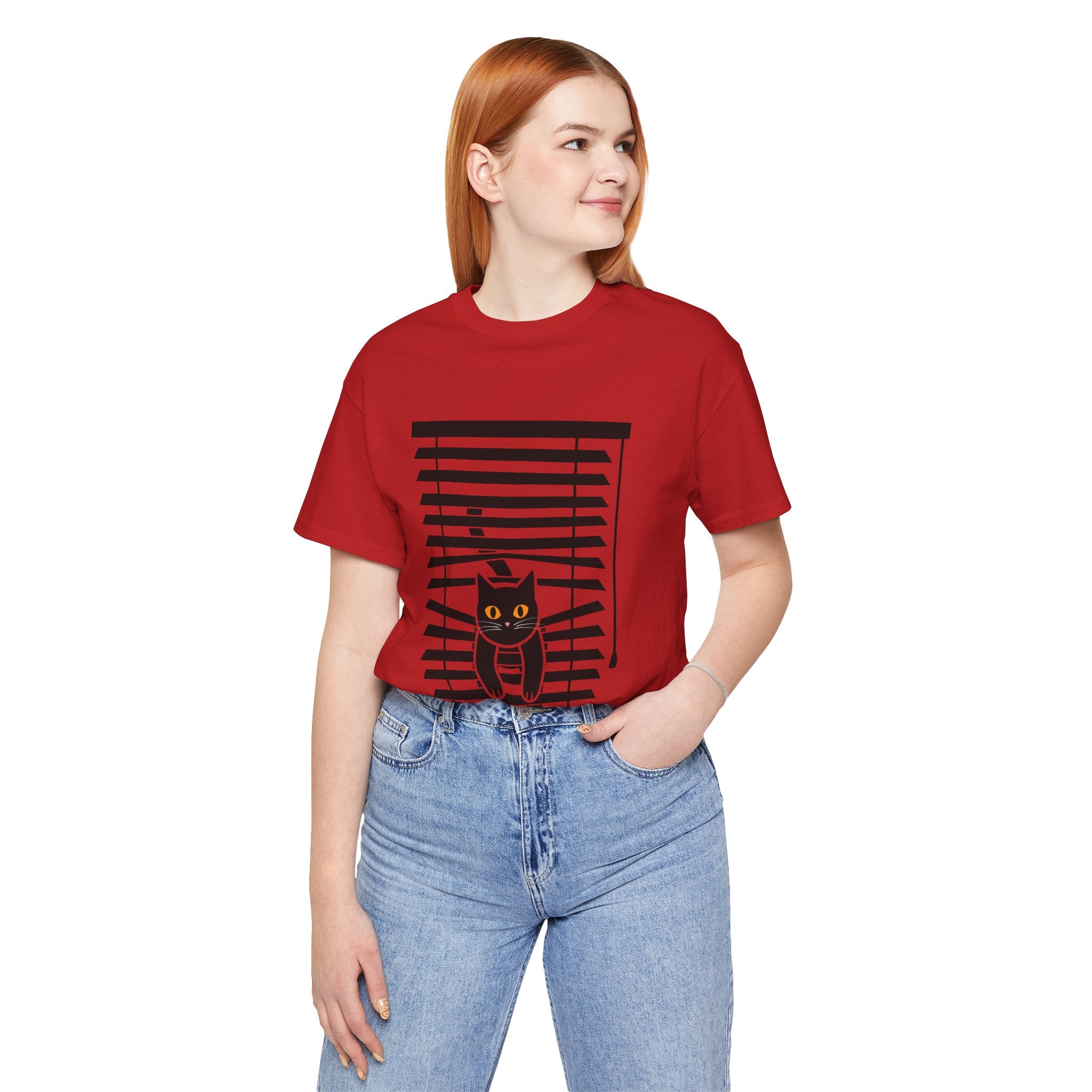The Midnight Gaze: Black Cat in the Blinds Double-Sided Tee