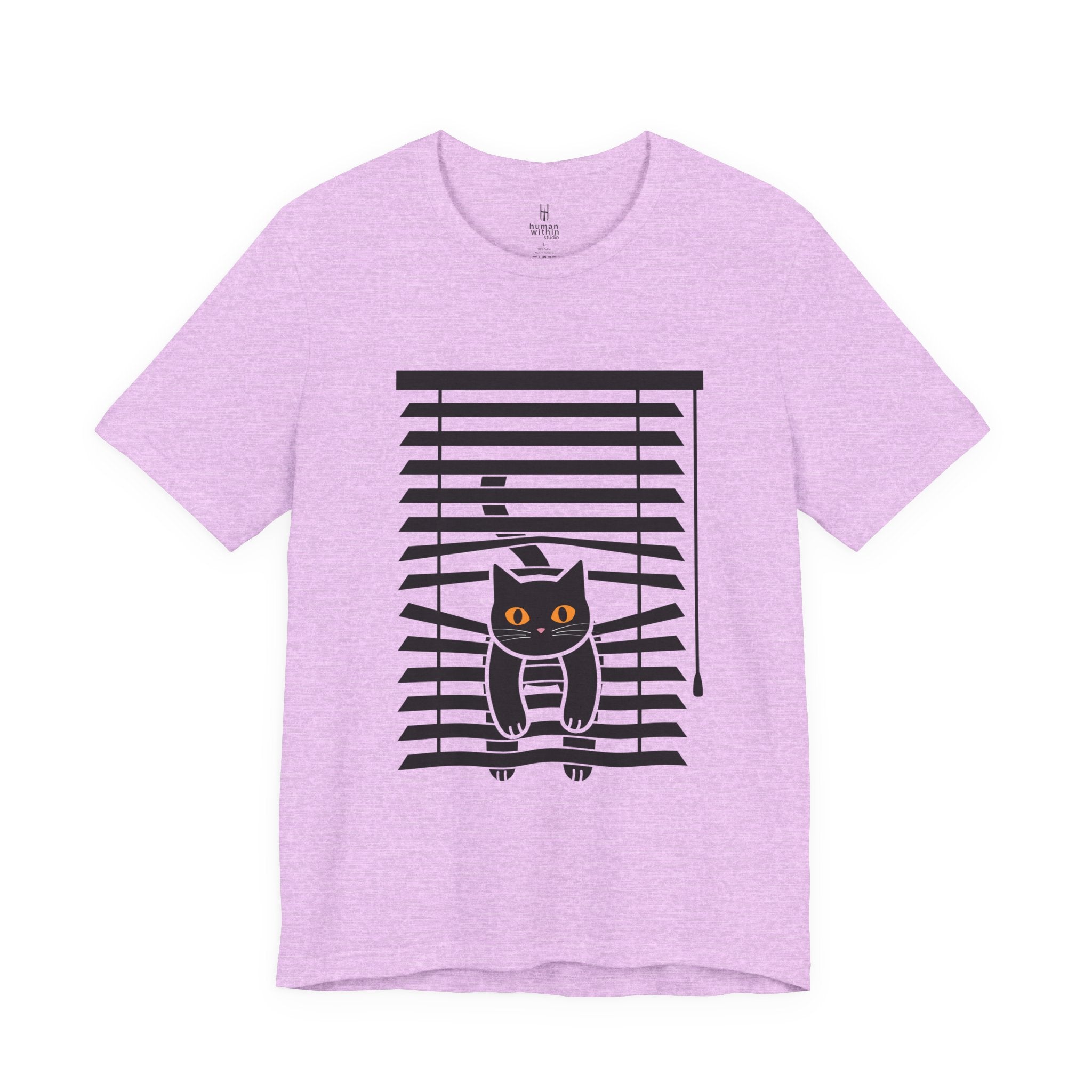The Midnight Gaze: Black Cat in the Blinds Double-Sided Tee