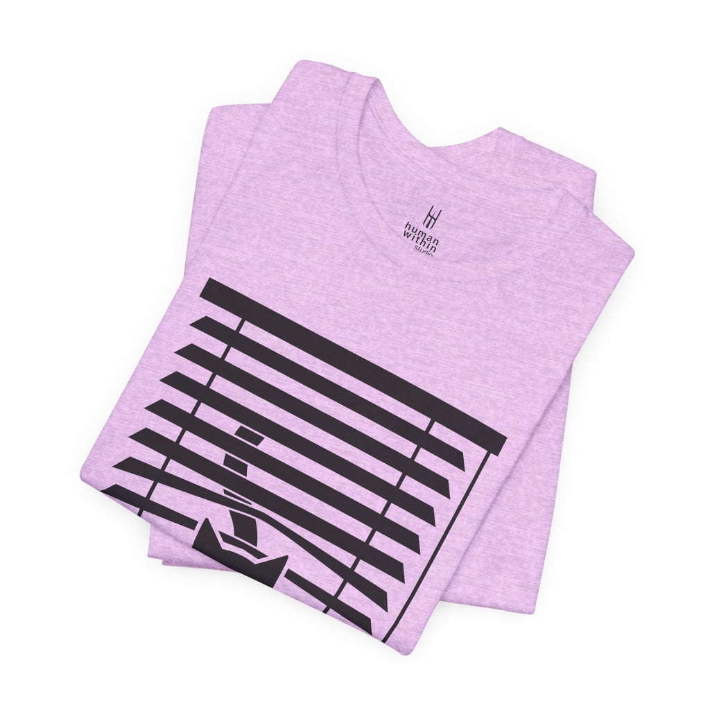 The Midnight Gaze: Black Cat in the Blinds Double-Sided Tee