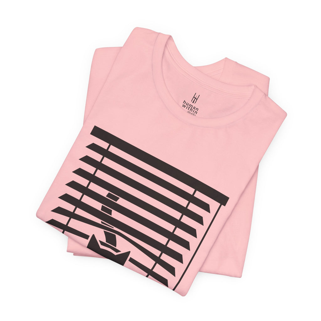 The Midnight Gaze: Black Cat in the Blinds Double-Sided Tee